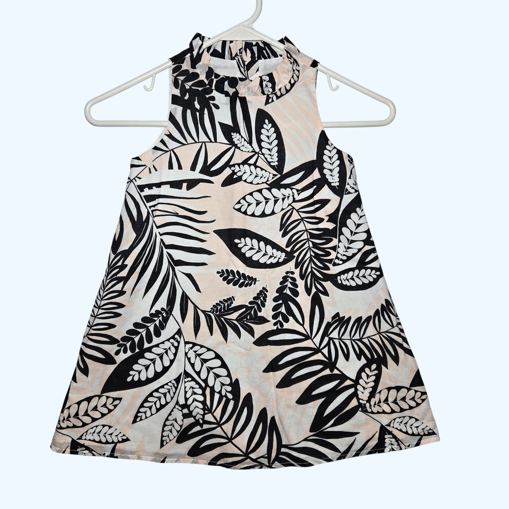 Janie and Jack Dress Lot of 2 Girls Size 4 Black White Green Tropical Leaf - Picture 2 of 10